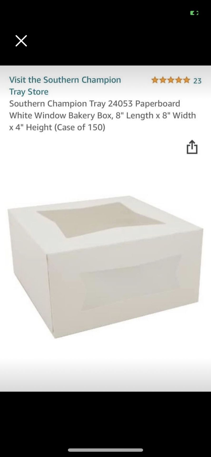 Cake Boxes Bakery Boxes Dessert Boxes White Window 8x8x4 (104 Count)