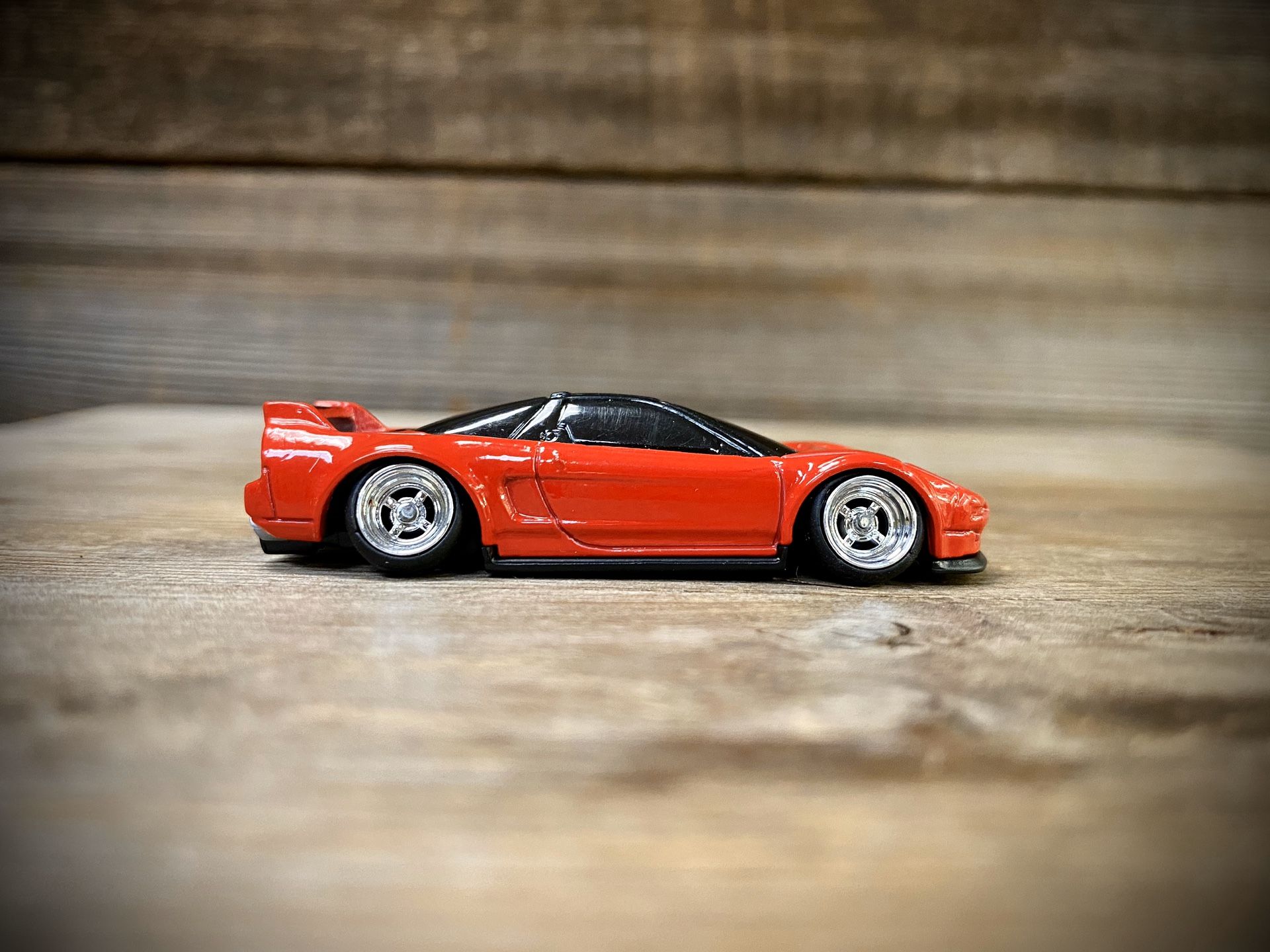 CUSTOM 1:64 Acura NSX - Hot Wheels (Lowered + camber with upgraded premium 4-spoke chrome wheels)