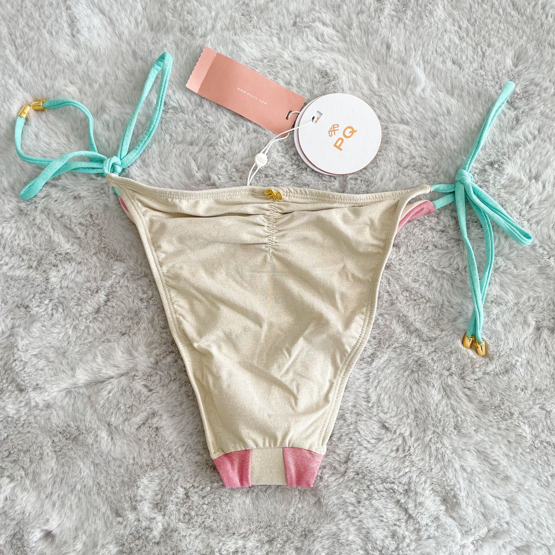 NWT PQ Swim Divine Color Block Metallic Bikini Set