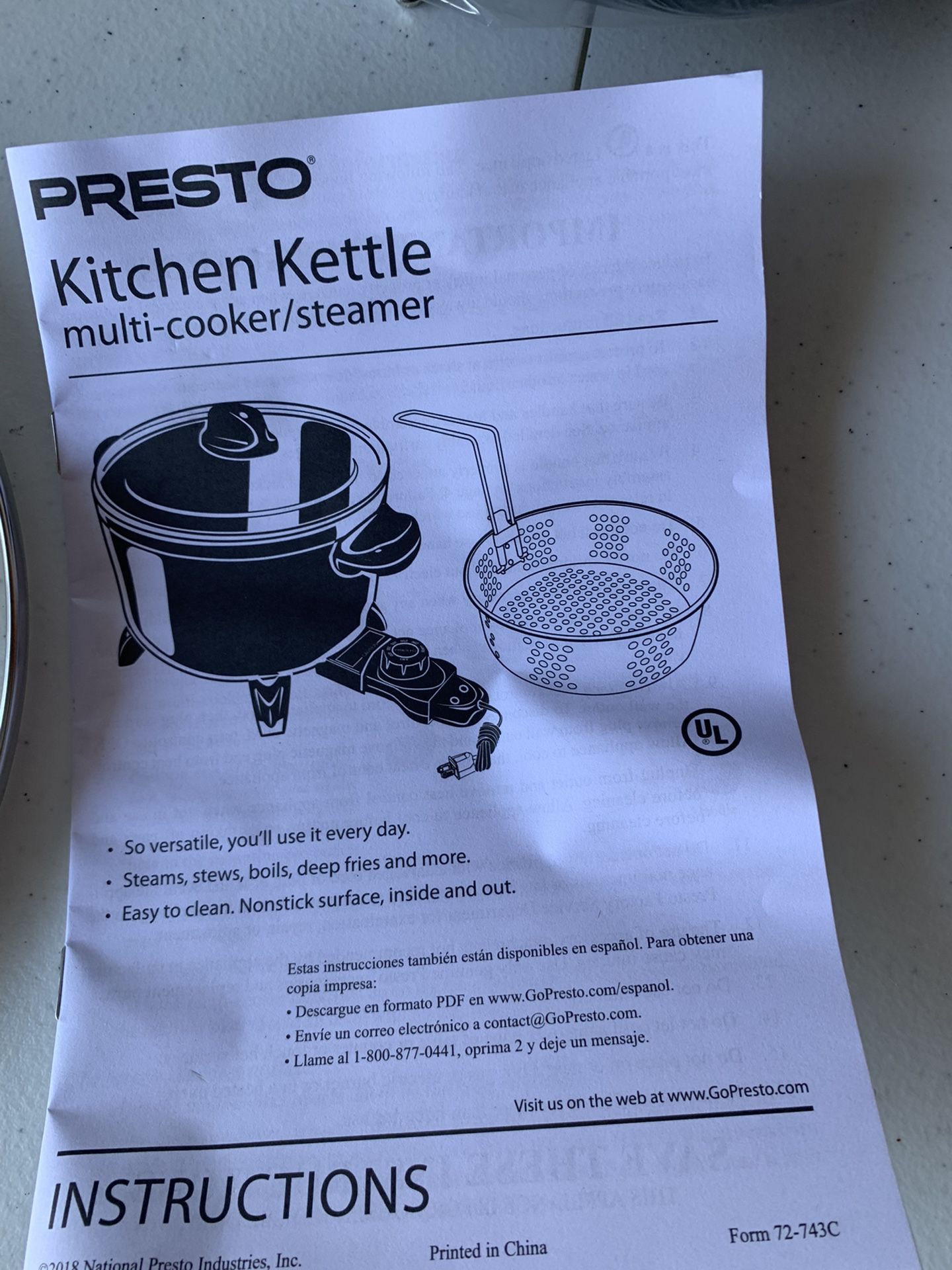 Presto 06006 Kitchen Kettle Multi-Cooker/Steamer #1824