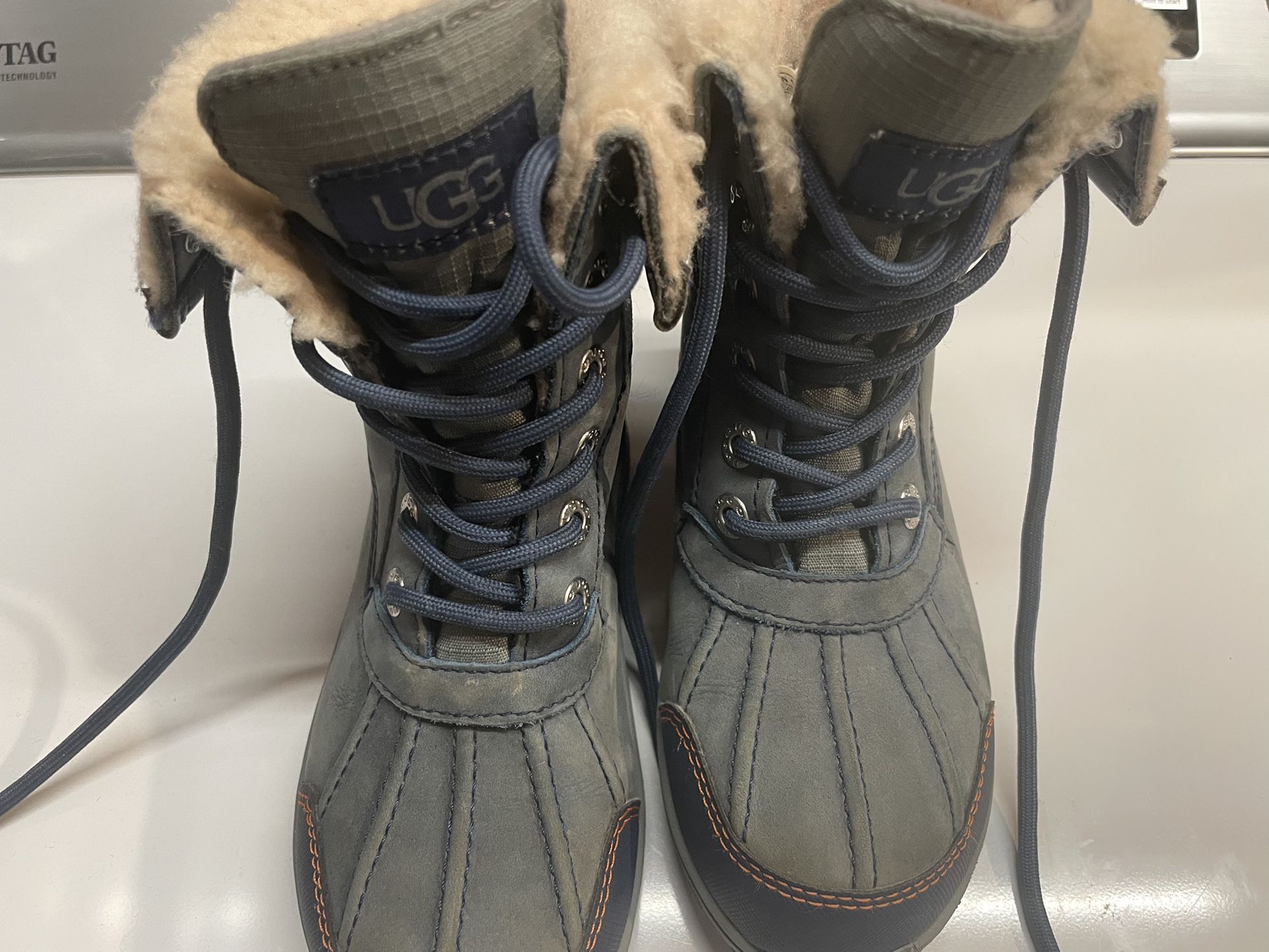 Ugg Butte Ii Ensign Blue Waterproof Leather Fur Boots 
