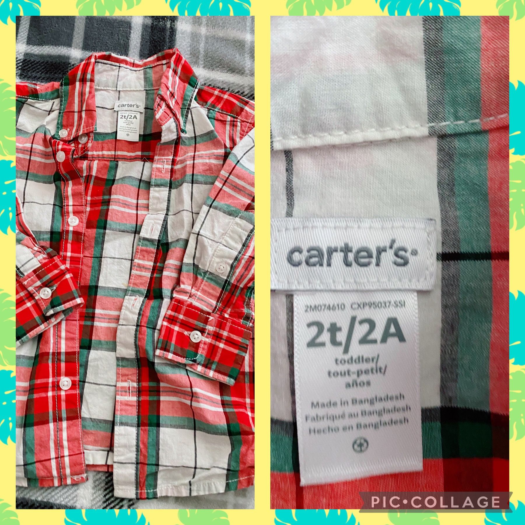 Christmas Plaid Toddler Button Up