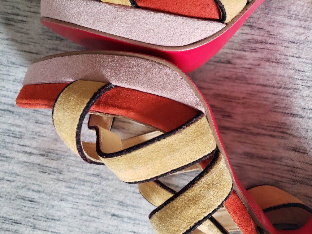 Christian Louboutin Multicolor Strappy Suede Sandals