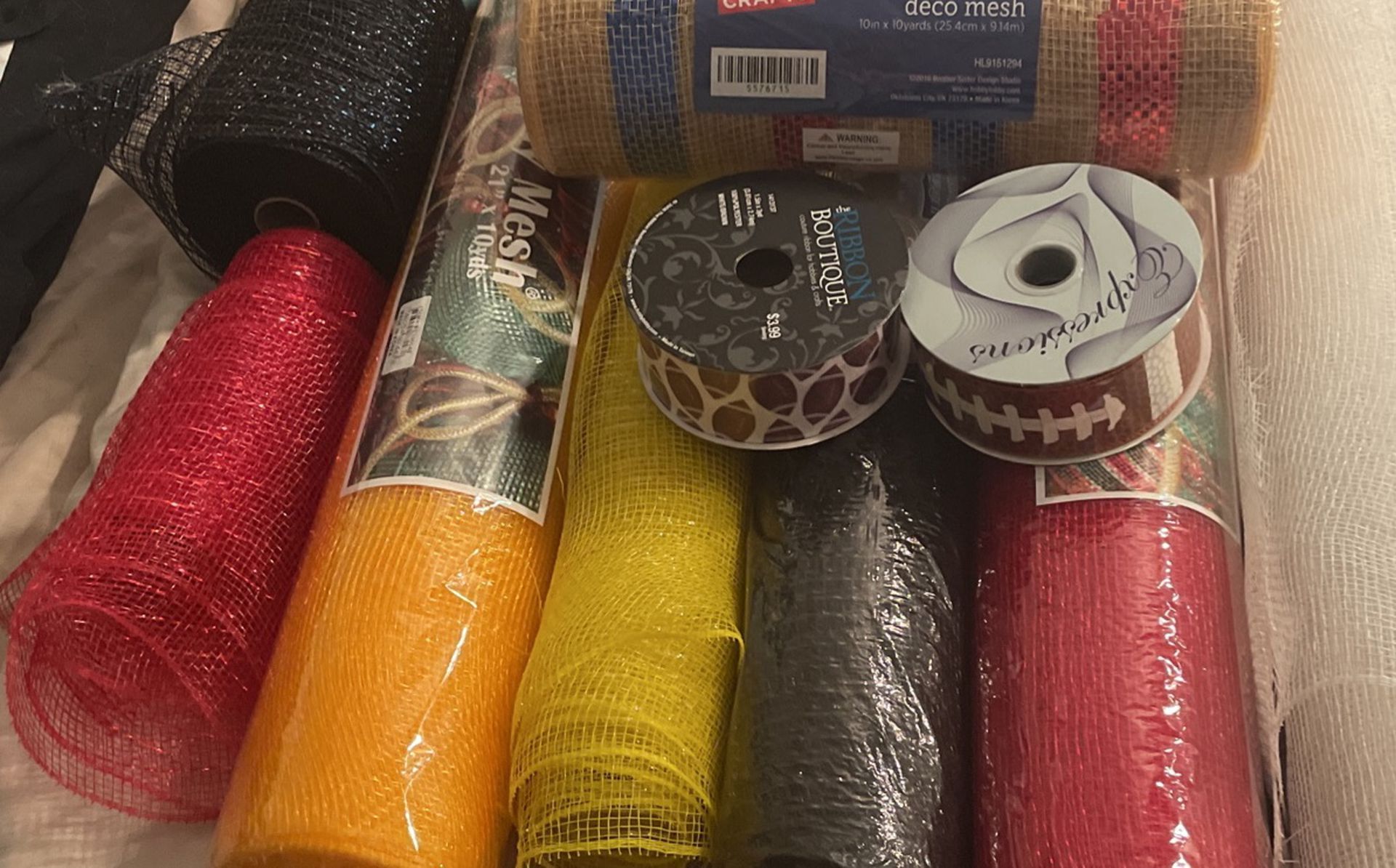 Huge Lot Of Deco Mesh Wreath Making Craft Materials