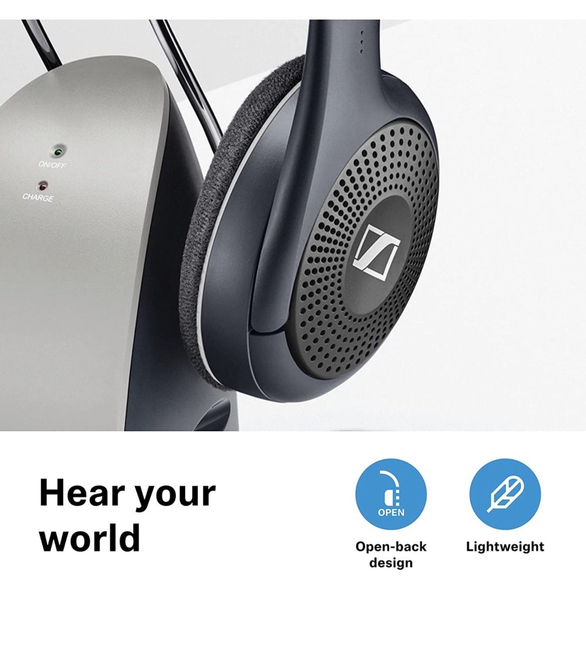 Sennheiser RS120 II On-Ear Wireless RF Headphones with Charging Cradle