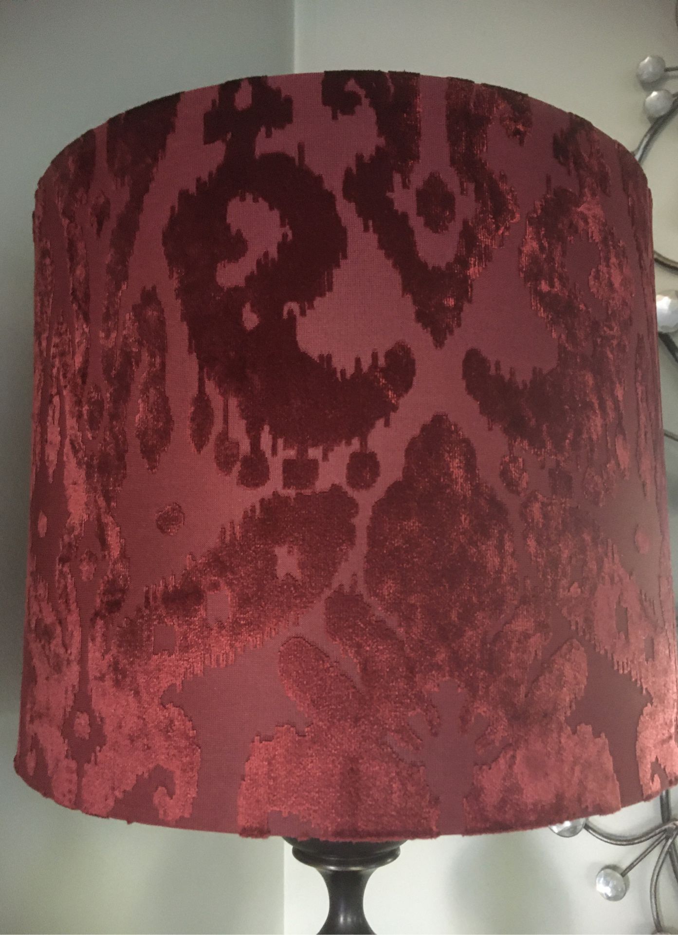 Beautiful lamp with velvet burgundy shade