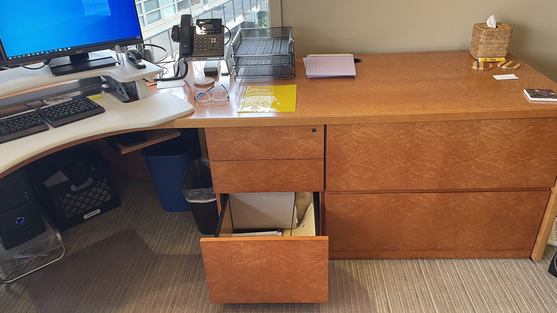 Large Custom Office Desk with File Cabinets