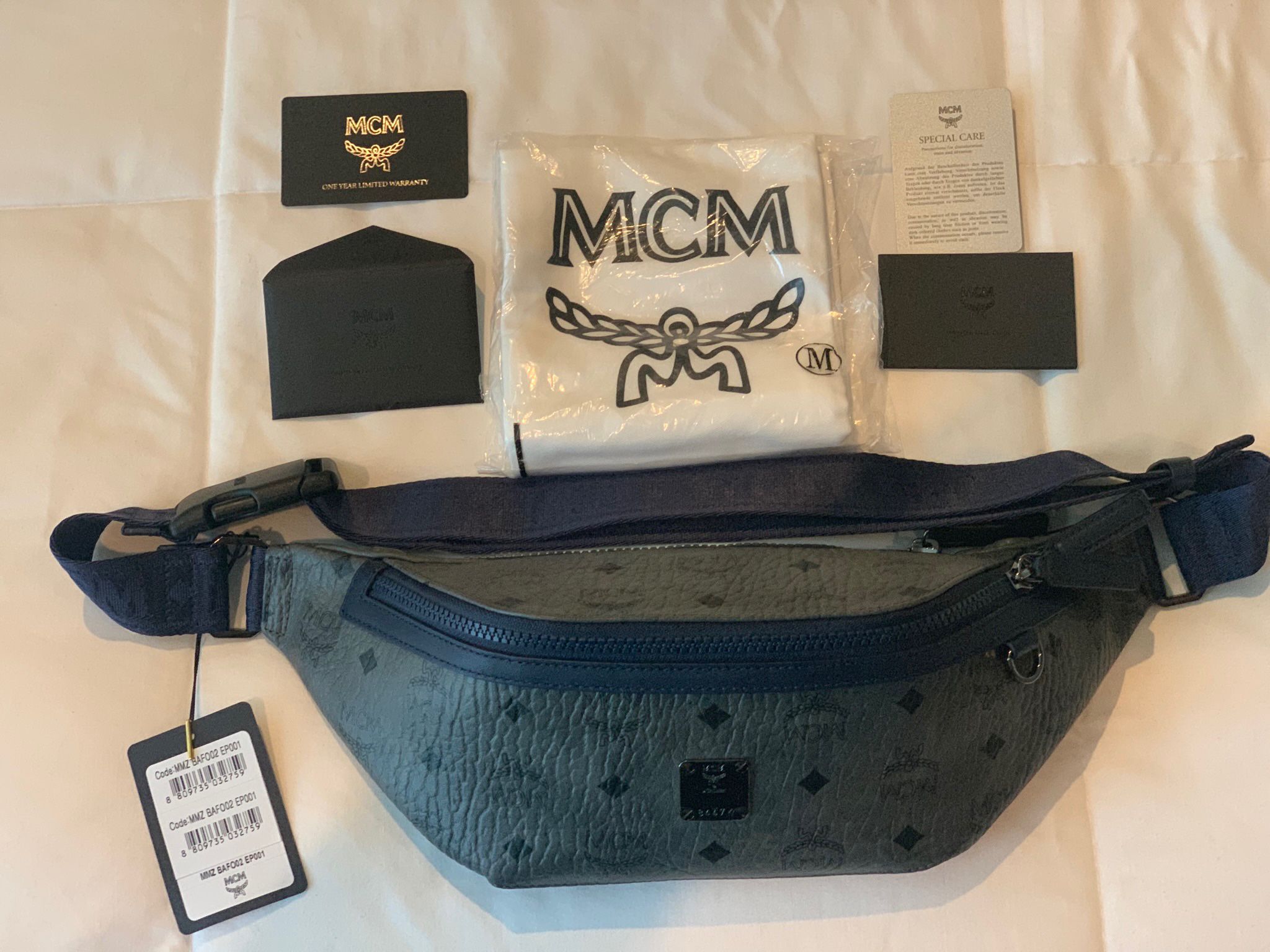 MCM Visetos Belt Bag/Fanny Pack_Grey Coated Canvas - NWTs!