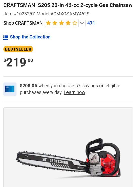 Craftsman  20" Chainsaw For Sale (Brand New)