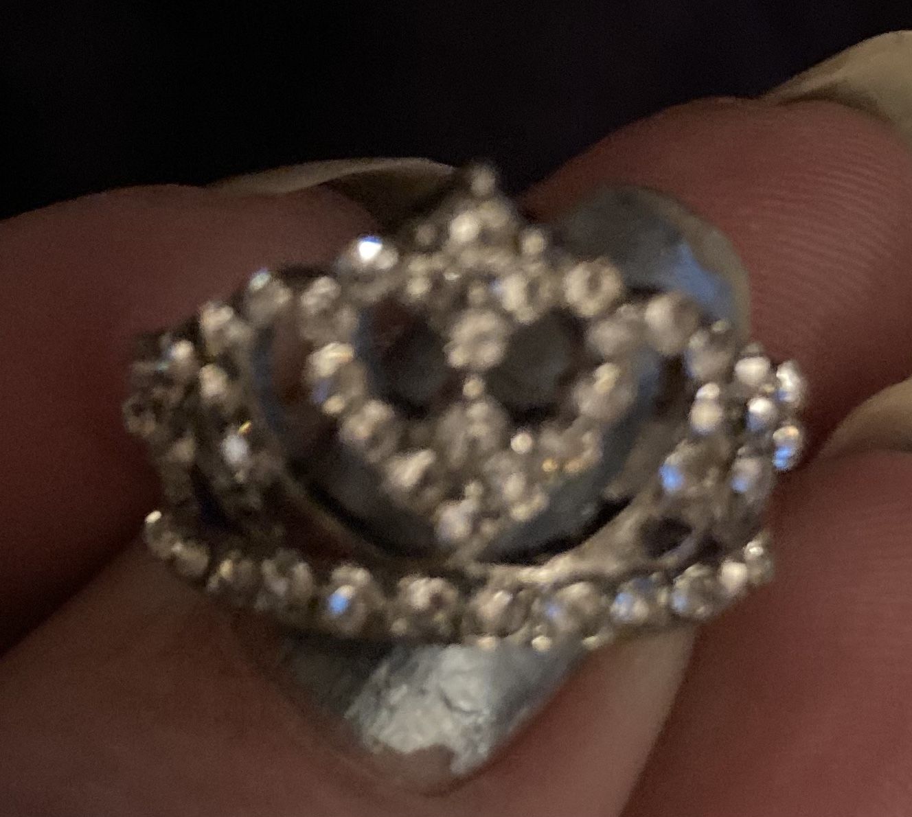 New crown cubic zirconium silver plated ring size 7
