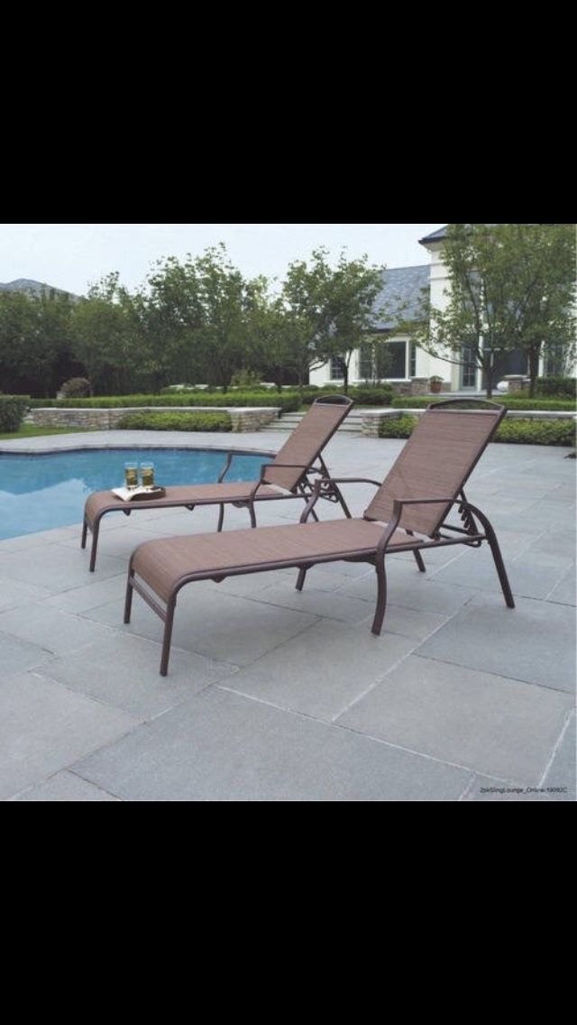 Mainstays Sand Dune Outdoor Chaise Lounges for Patio, Tan, Set of 2 for