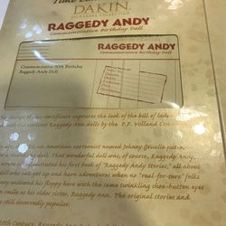 Dakin 12" RAGGEDY ANDY Doll 80th Birthday/ Commemorative Time Limited Edition/ Signature Collection Thumbnail
