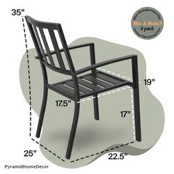 Black 2-Pieces Stackable Galvanized Steel Anti-Rust Dining Chairs Thumbnail