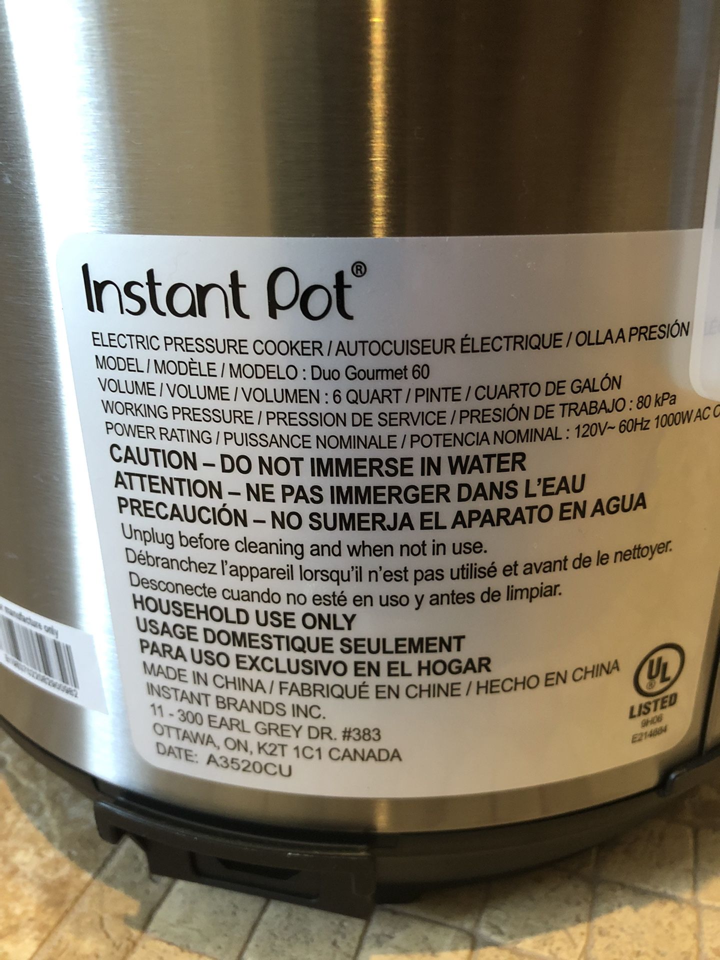 Instant Pot Duo Gourmet 60 (MSRP $120)