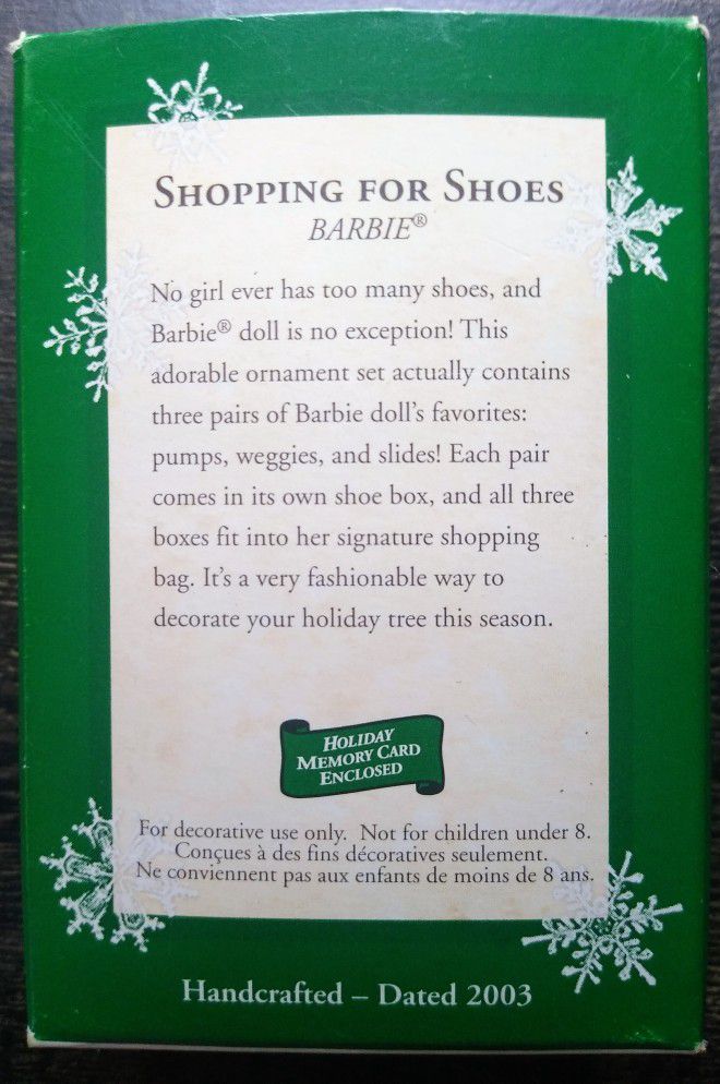 Brand New Collectible Hallmark Keepsake Ornaments (Barbie-Shopping For Shoes)