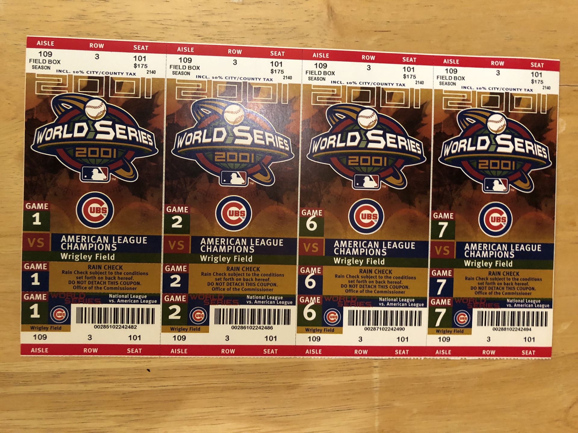 Cubs World Series tickets 2001