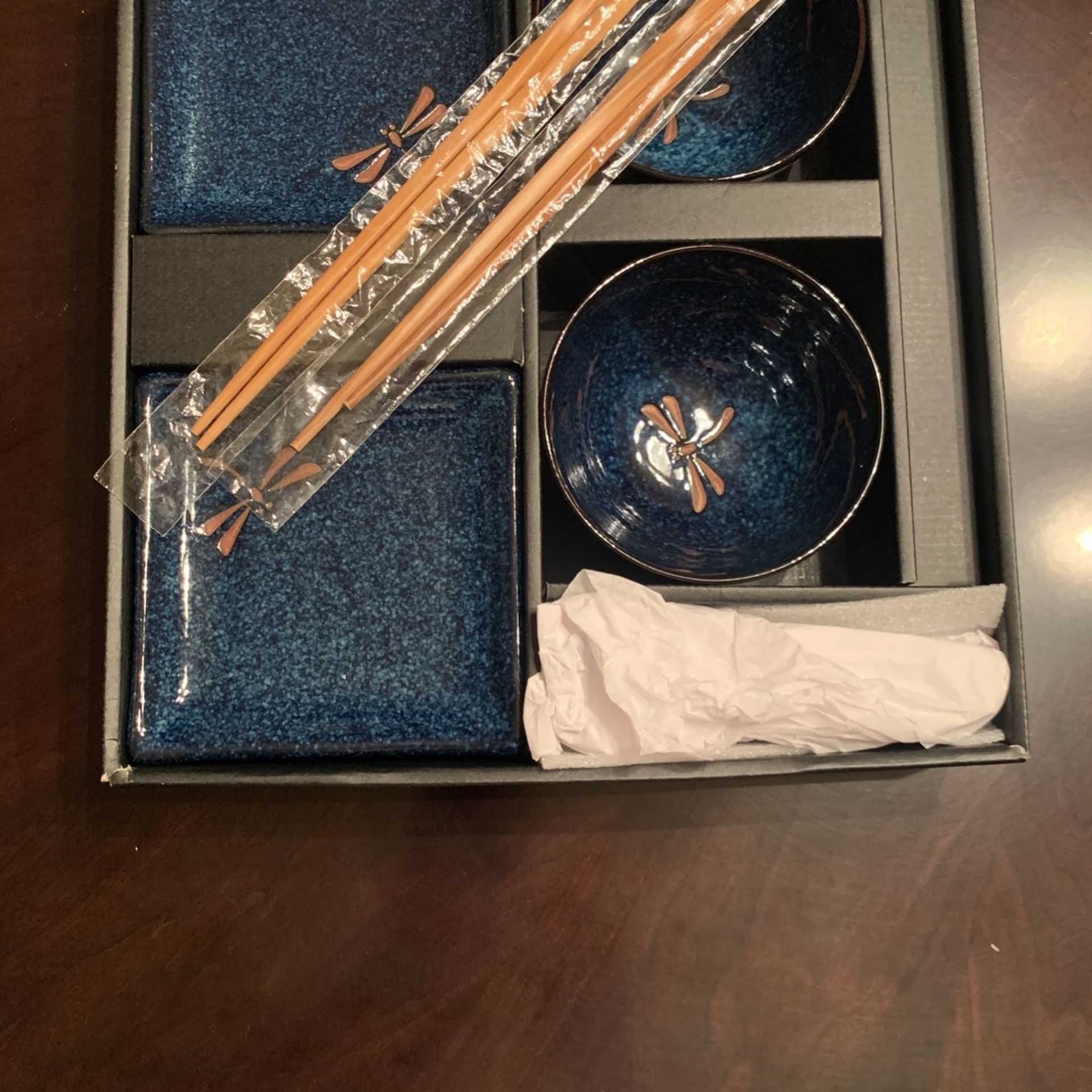 Japanese Dinnerware Set Dragonfly Blue