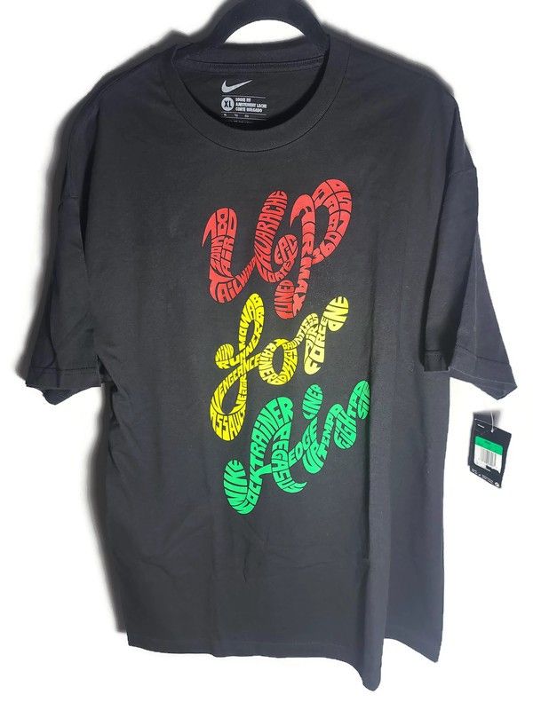 Nike Up For Air Black Mens T-shirt Size XL 528792 010 Red/Yellow/Green Logo