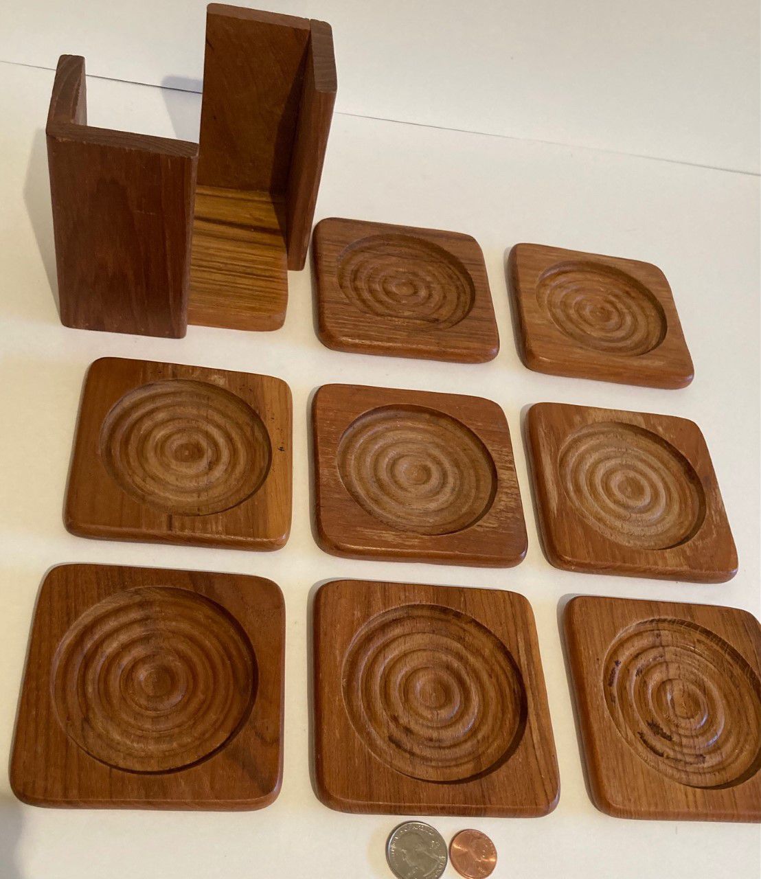 Vintage Wooden 8 Count Coaster Set, Made in Thailand, Quality, Heavy Duty, Kitchen Decor, Table Display, Shelf Display