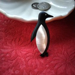 Vintage Mother of Pearl Penguin Brooch Thumbnail