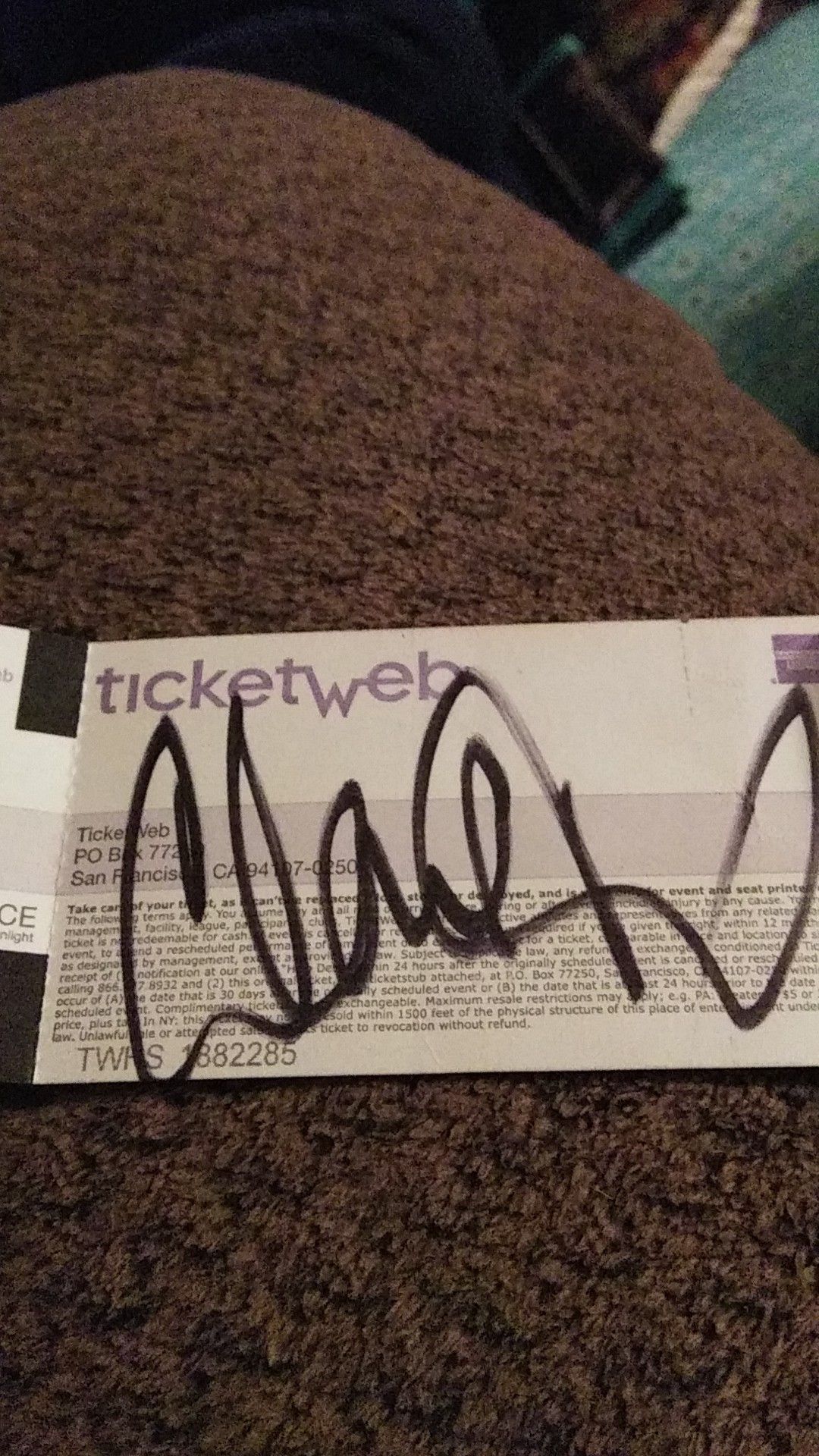 claire dunn concert autographed ticket