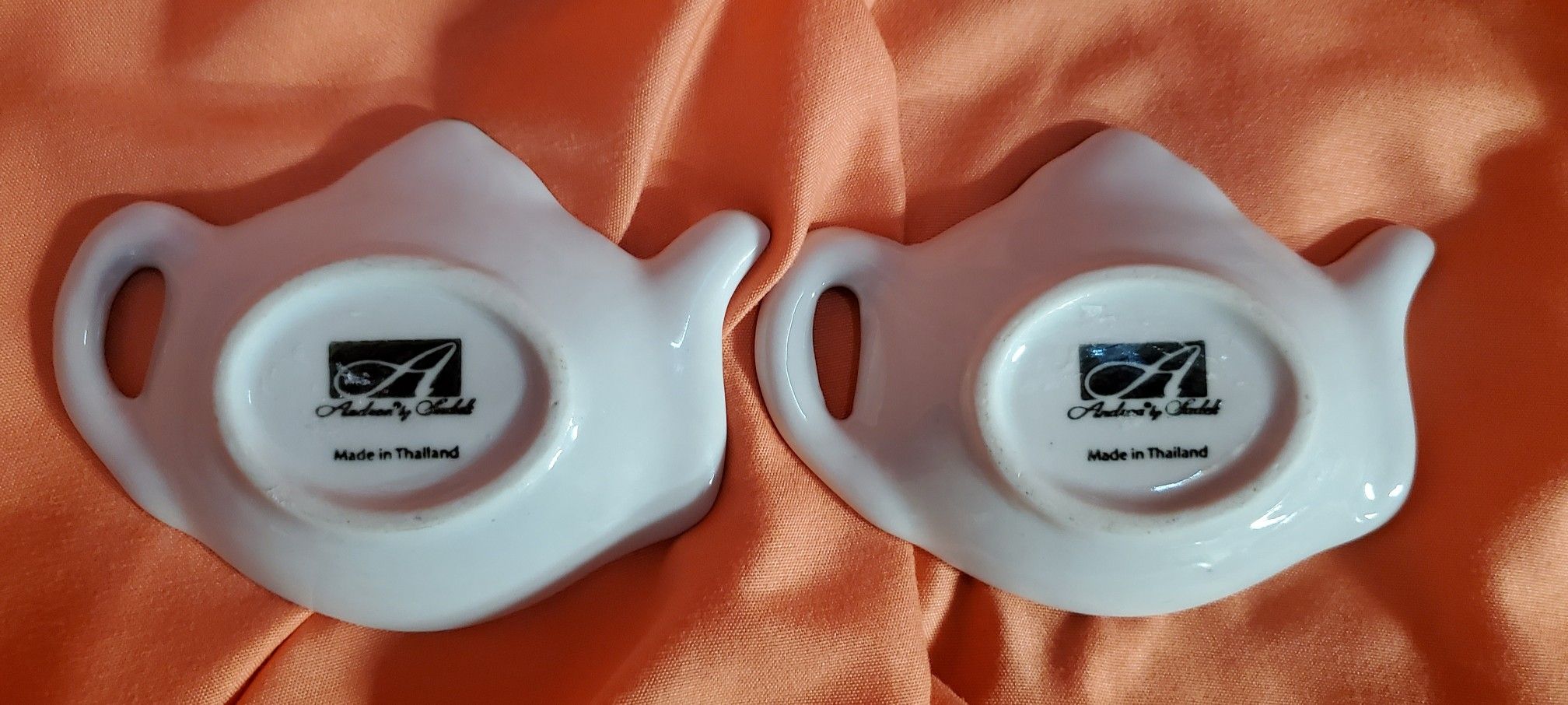 Pair of Handpainted w/ Floral Pattern Tea Kettle Spoon Rests