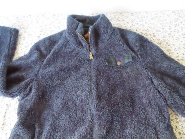 Pendleton Mens Zippered Fleece Jacket Plaid Accents Deep Pile Sherpa tartan