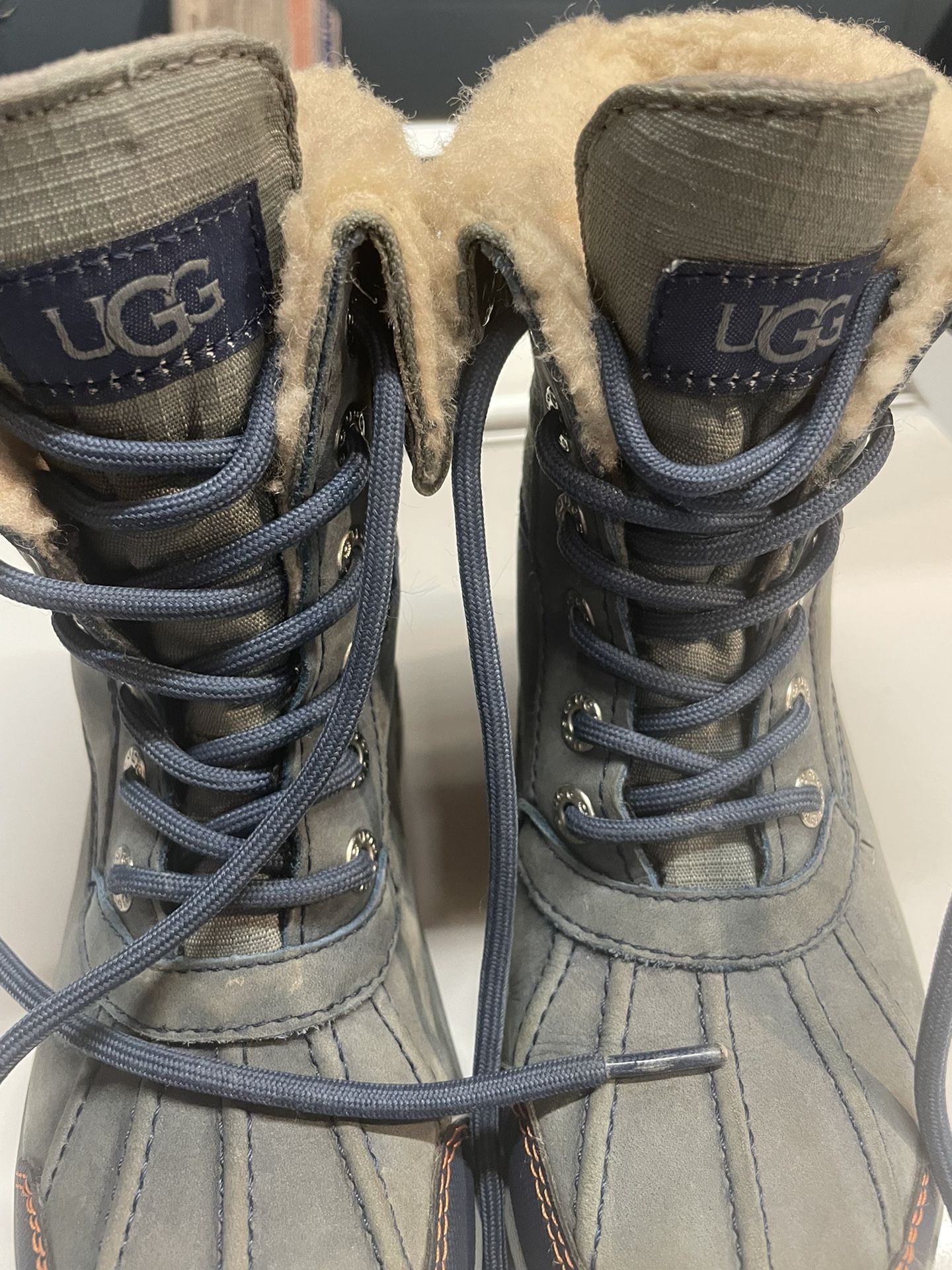 Ugg Butte Ii Ensign Blue Waterproof Leather Fur Boots