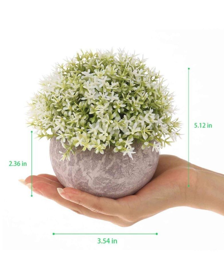 2-Pack Mini Artificial Plants Small Fakes Plants Topiary Shrubs Potted Decorative Faux Plant