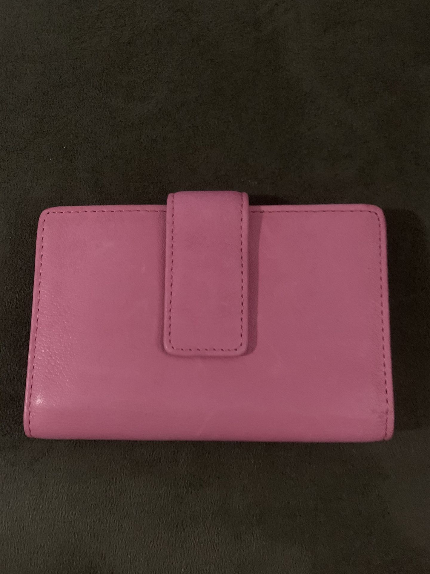 Pink leather compact wallet