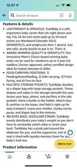 Tushbaby Hip Seat Baby Carrier Thumbnail