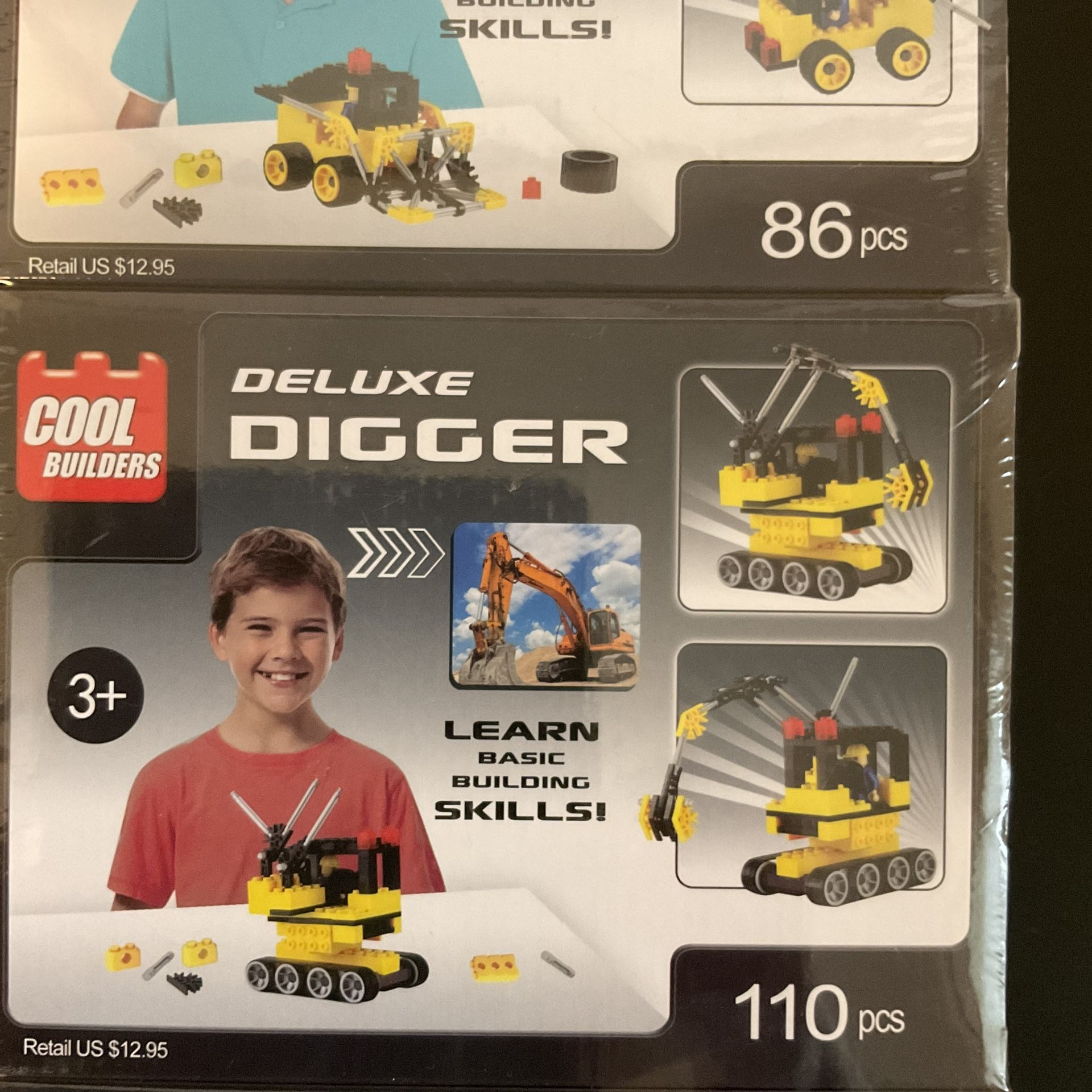 Cool Builders Deluxe Forklift, Digger & Roller Lot Of 3
