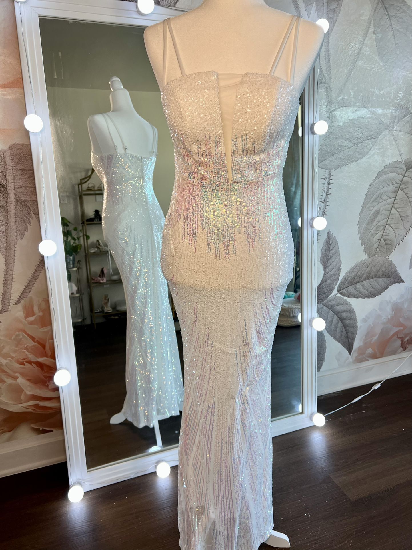 White Sequins Evening / Prom/ 2nd Bridal Dress