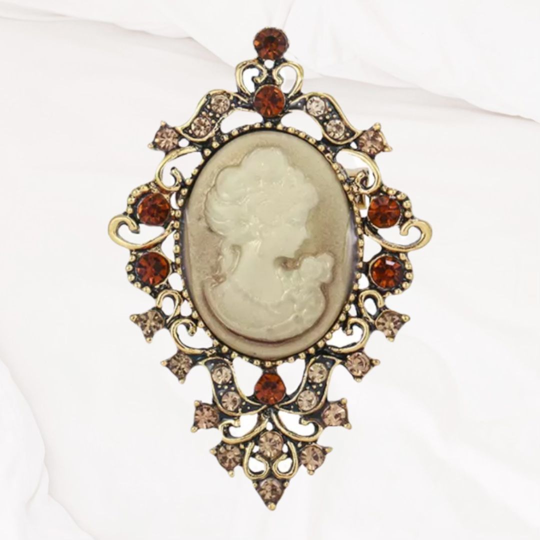 Cameo Brooch Vintage Lady Pin Brooch Bouquet Victorian Costume Cameo Jewelry