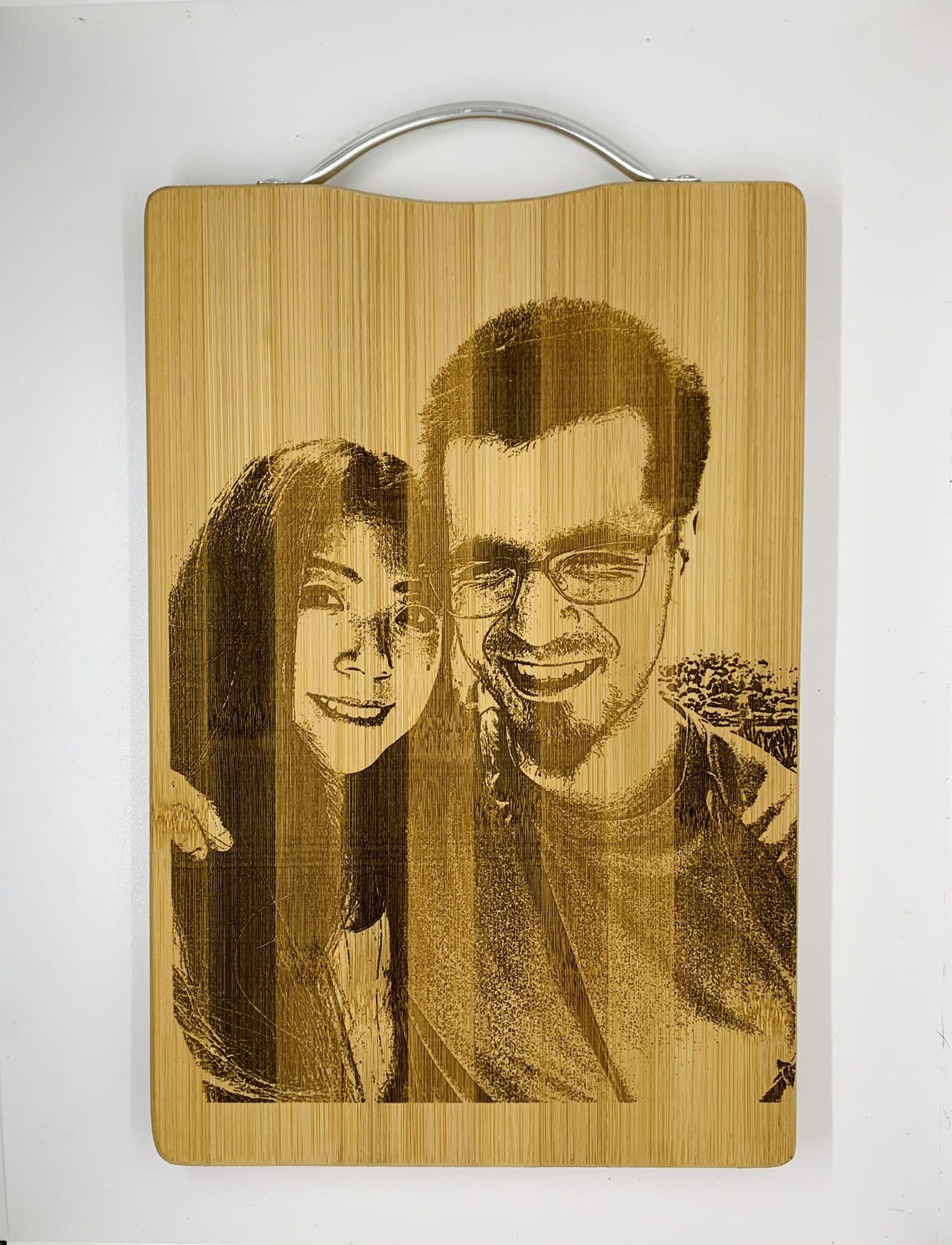 Make your own custom portrait laser engraved bamboo high quality cuttingboard pop gift