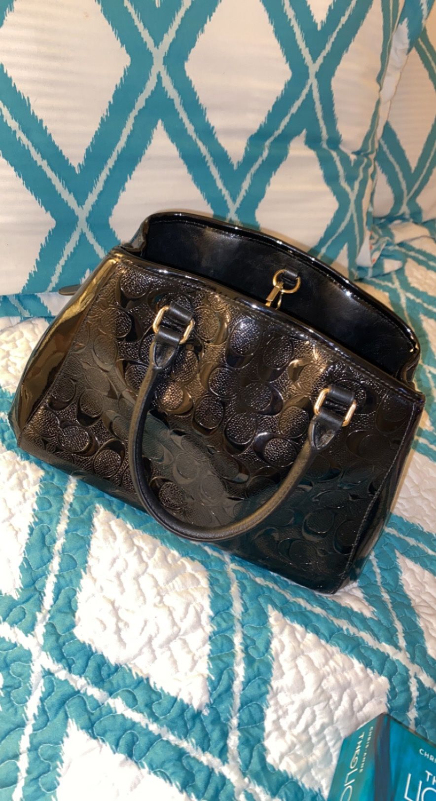 Small/ Medium Glossy Black Coach Bag