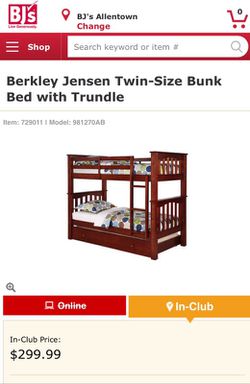 Berkley Jensen Twin Size Bunk Bed For, Berkley Jensen Twin Size Bunk Bed With Trundle