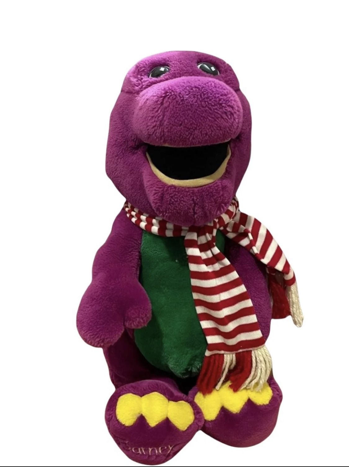Vintage Christmas Barney Dinosaur 1992 Plush Stuffed Doll Animal
