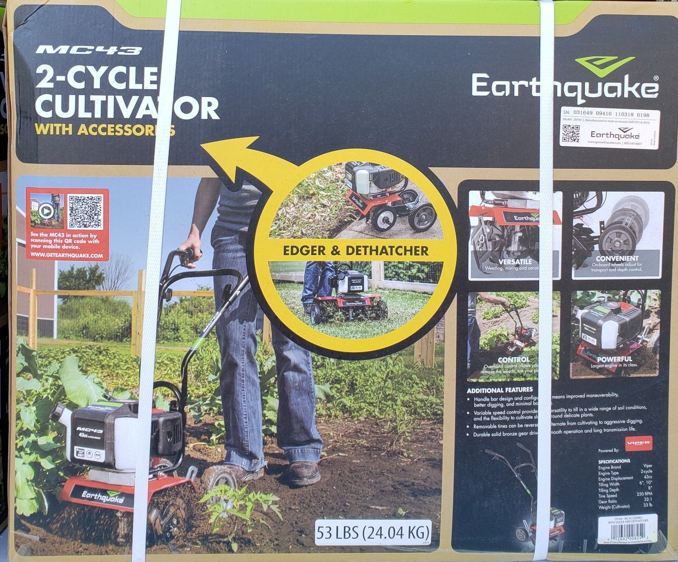 Earthquake MC43 Cultlivator Lawn Garden Gas Tiller w/Dethatcher