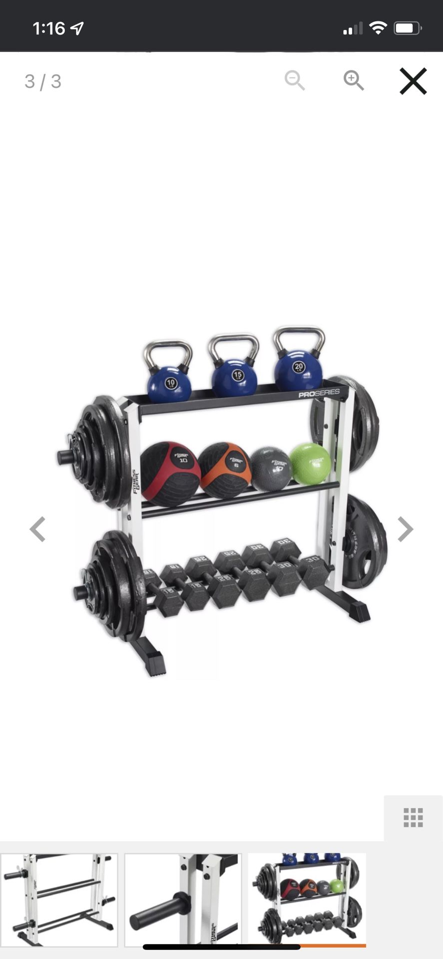 Fitness Gear Pro Dumbbell Rack With Plate Storage - 3 Tier