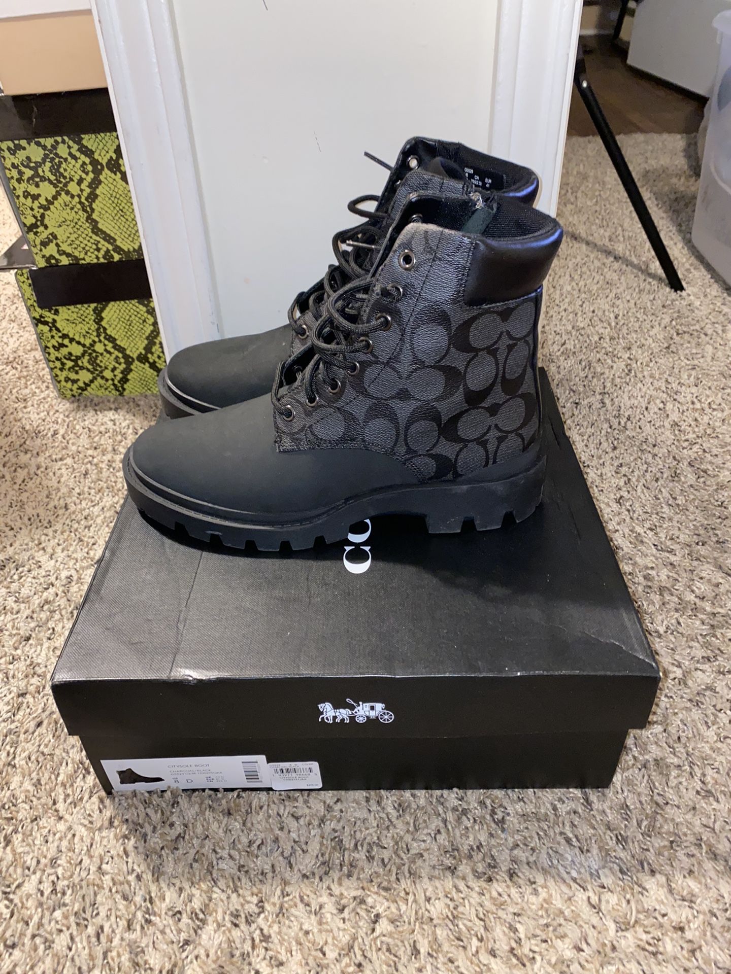 Black Authentic Coach Boots Size 8 In Mens Gently Worn