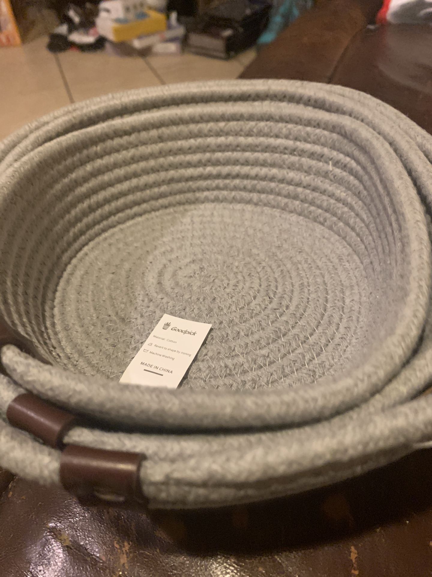 Woven Storage Baskets - 3-Pack Cotton Rope Baskets, Decorative Hampers, Collapsible Rope Storage Bins for Toys, Towels, Blankets, Nursery, Kids Room,