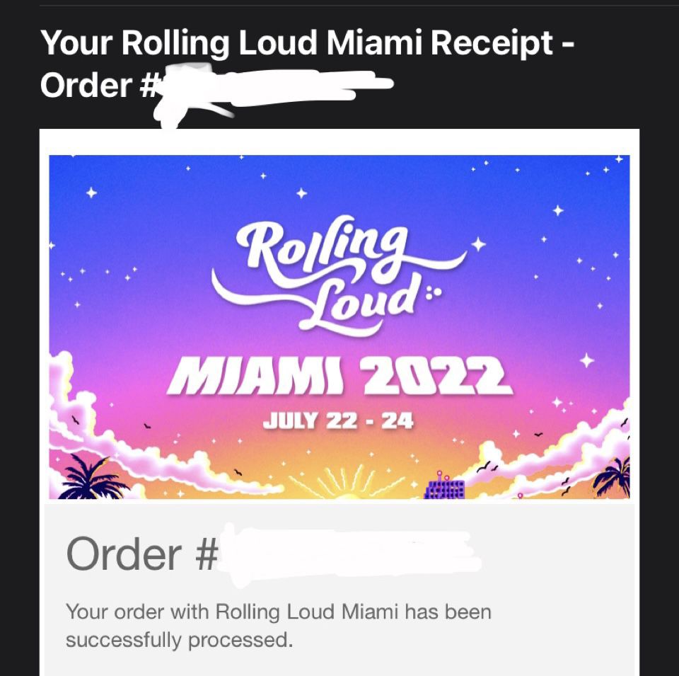 Two 3-Day GA Rolling Loud Miami 2022 Tickets