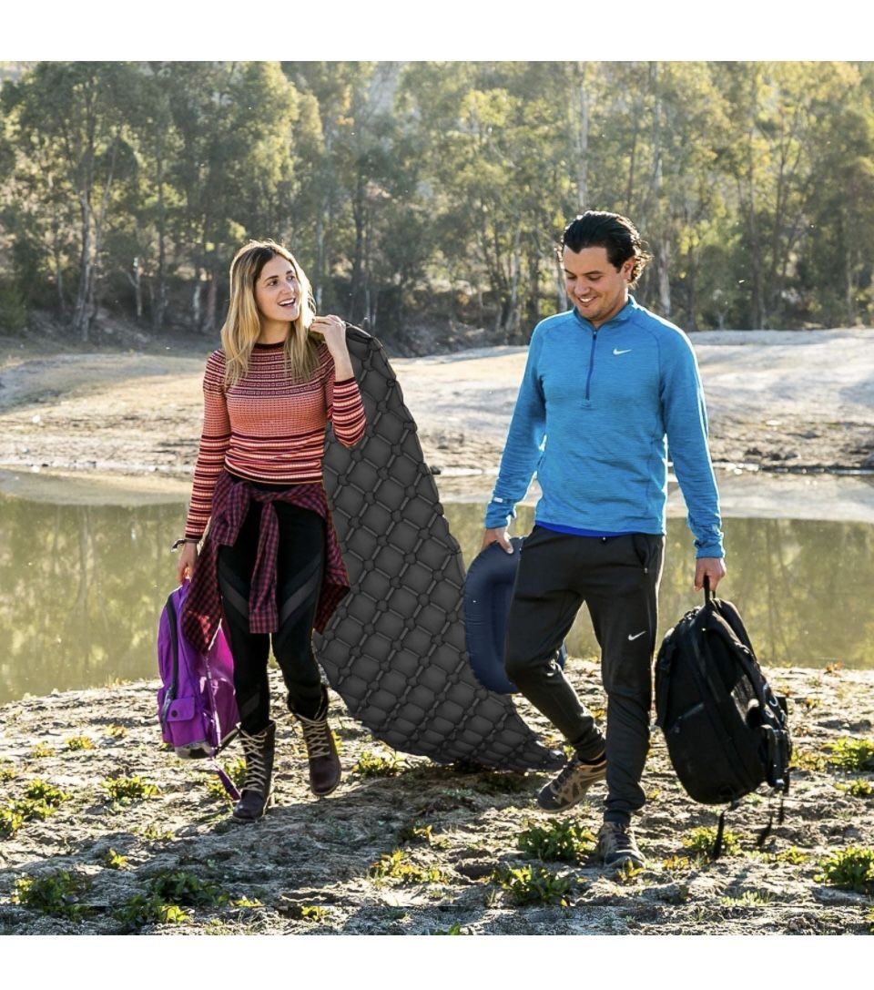 HiHiker Camping Sleeping Pad– Ultralight Backpacking Air Mattress w/Compact Carrying Bag –Sleeping Mat for Hiking Traveling & Outdoor Activities. (Gra