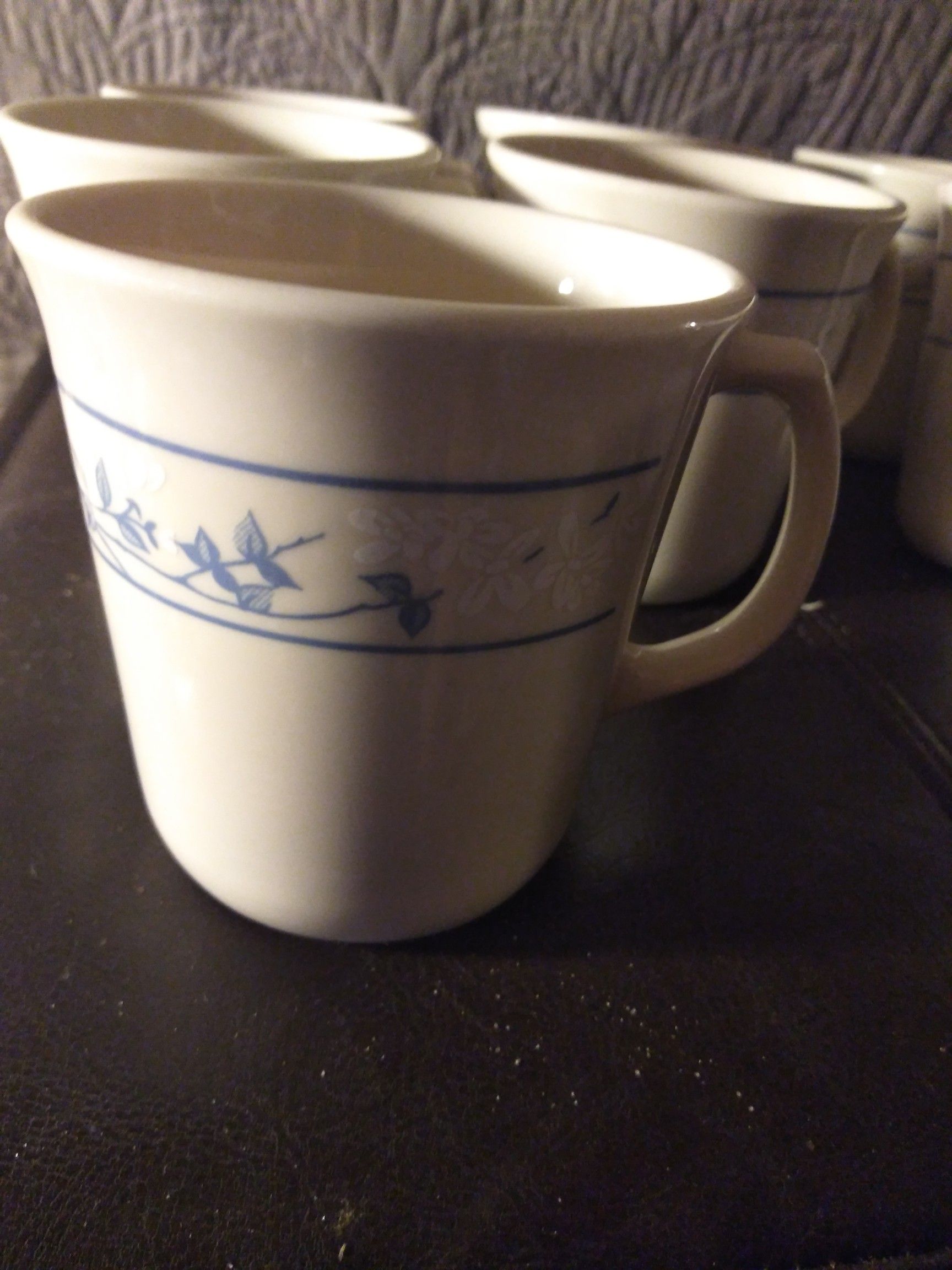 8 Vintage Corelle Coffee Cups Pattern Blue Stem whiteflower