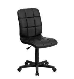 Black Quilted Armless Rolling Office Chair Thumbnail