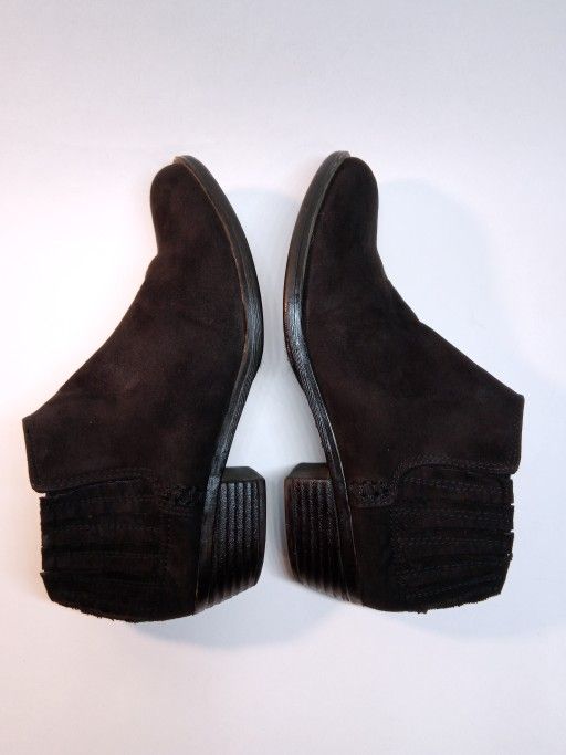 SUGAR Black Low Block Heel Ankle Boots Booties Microfiber Faux Suede Womens 6M