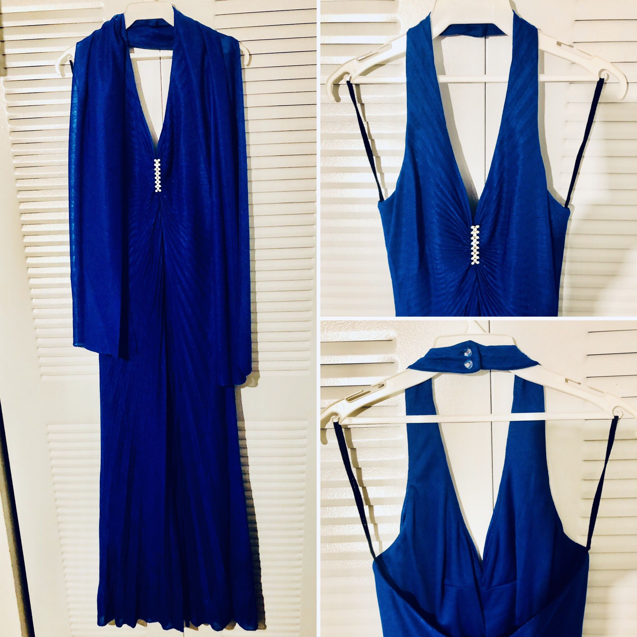Royal Blue Sparkly Evening Dress & Shawl 