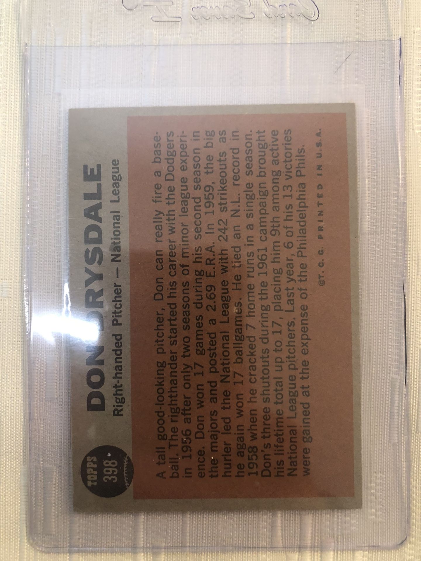 Dodgers baseball Cards Drysdale Hodges
