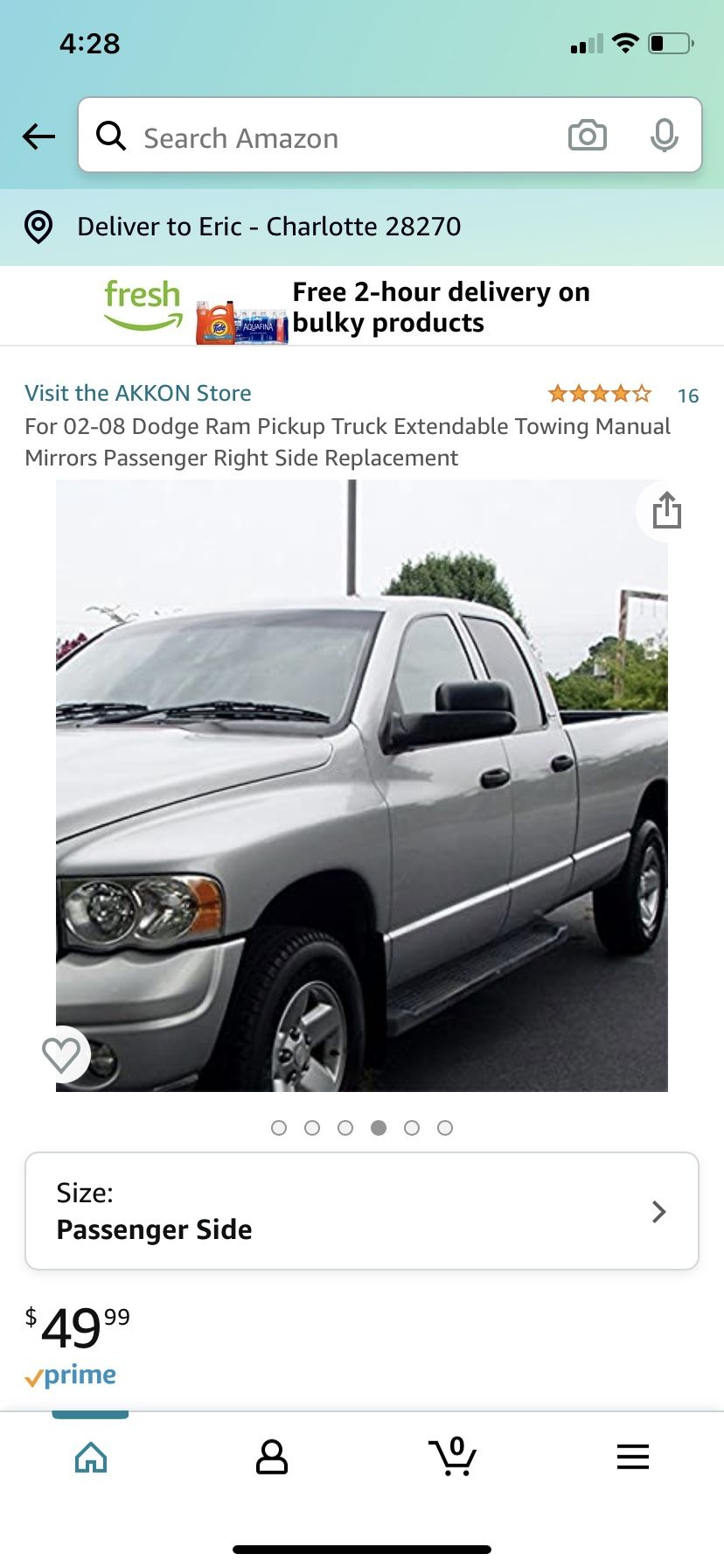 Dodge mirror. Brand new. Towing mirror. Defrost capable.